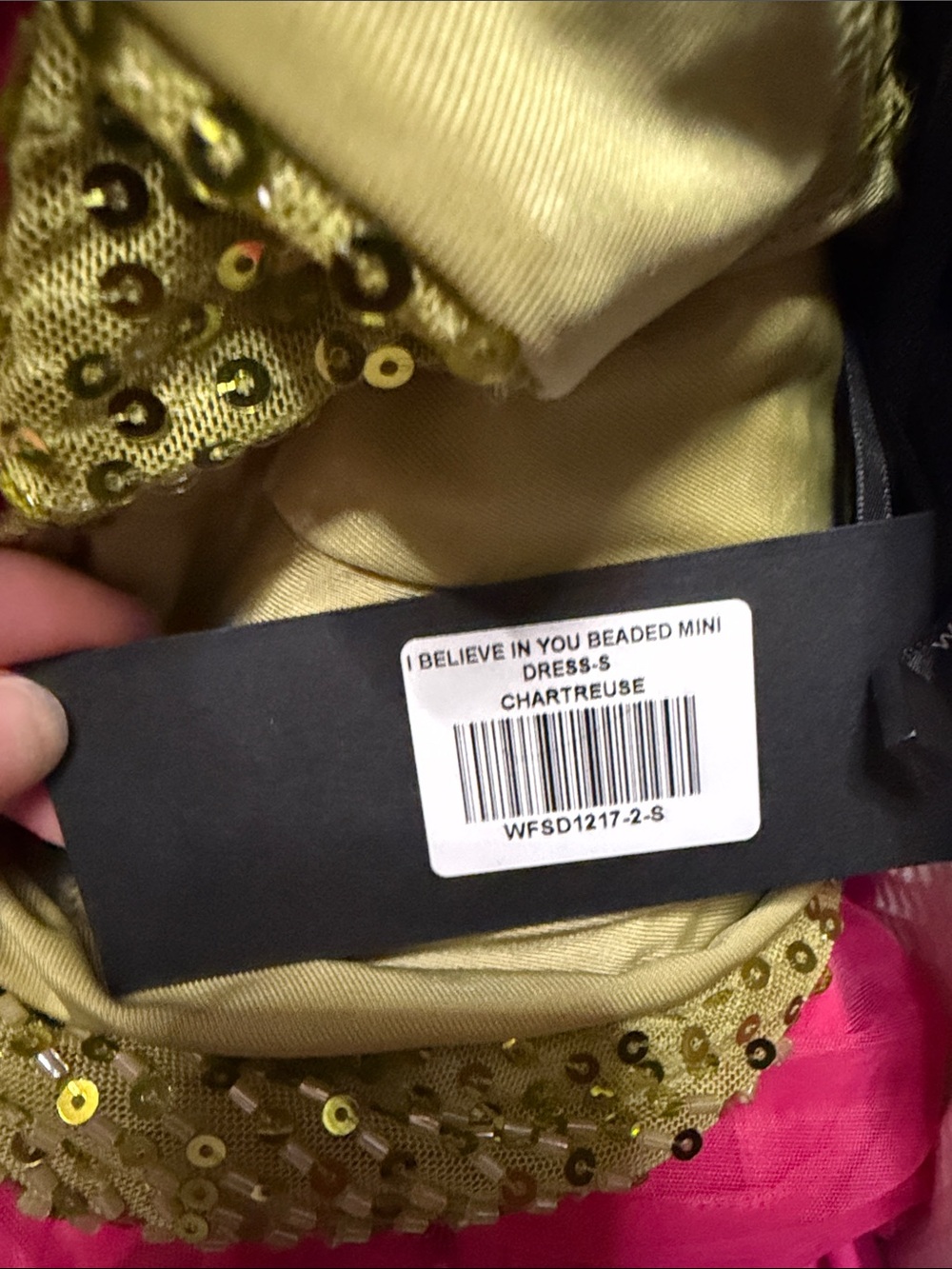 White Fox Boutique Lime Sequin V-Neck Bodycon Mini Dress - Picture 5 of 5